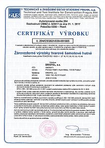 Certifikát žárovzdorné výrobky šamotové hutné